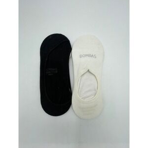 2 pair Bombas Women's No Show Socks White and Black Medium